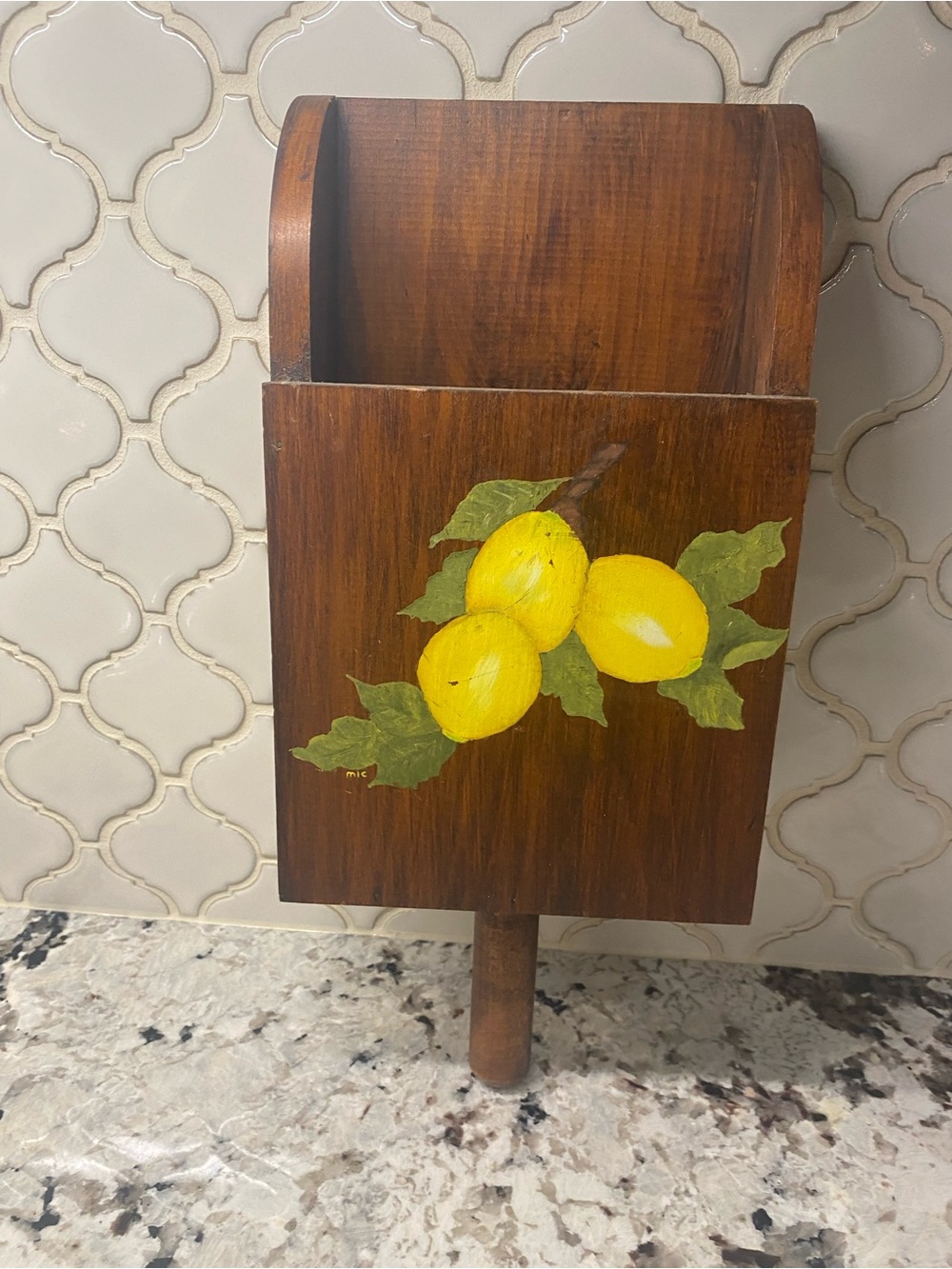 Hand-Painted Lemon Wooden Wall Pocket